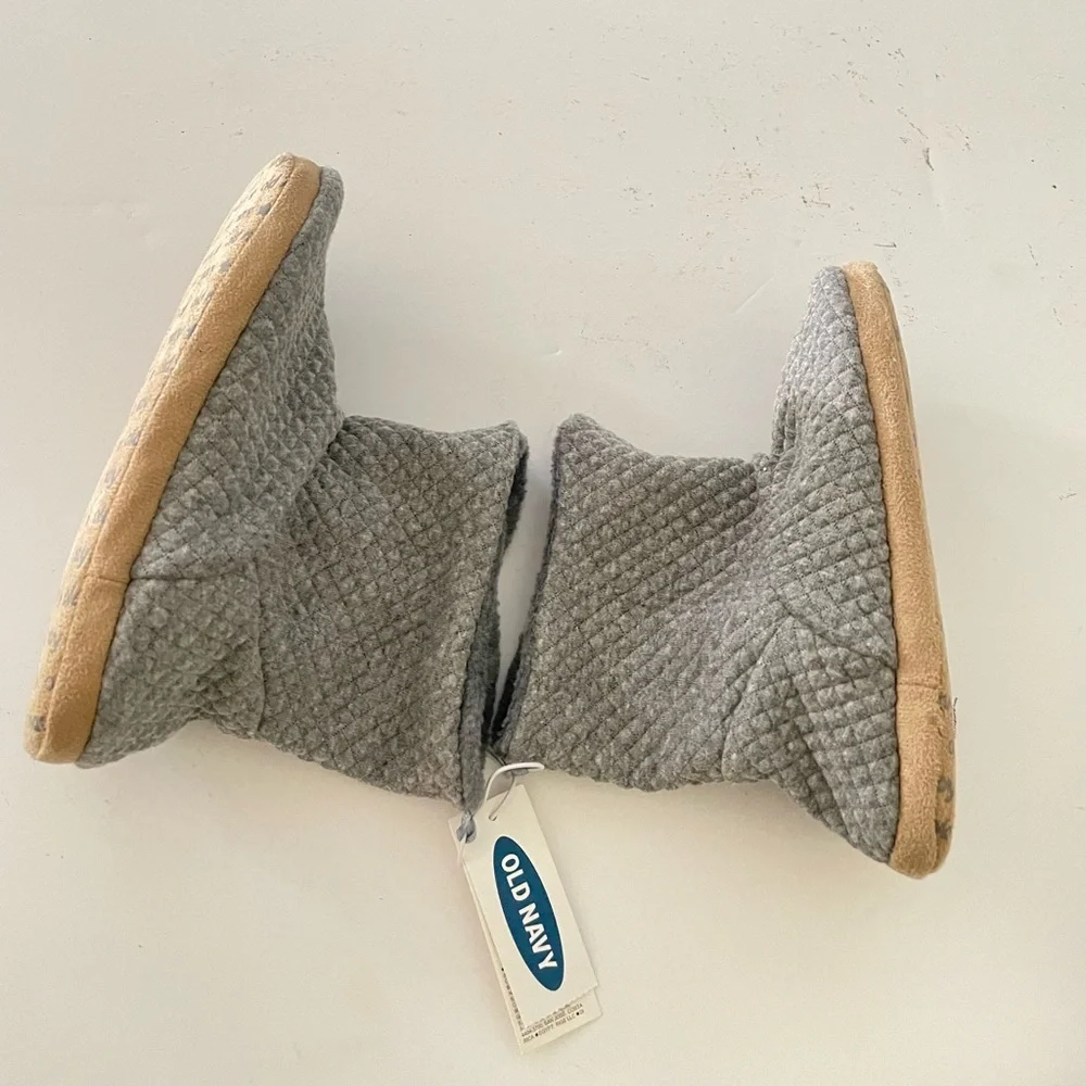 Old Navy Little Girls heather gray quilted jersey house indoor BOOTS Size L 11
